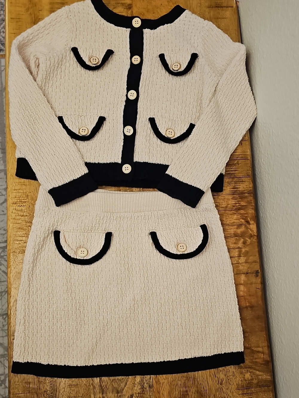 Gymboree Cream Knit Two-Piece Set with Black Trim